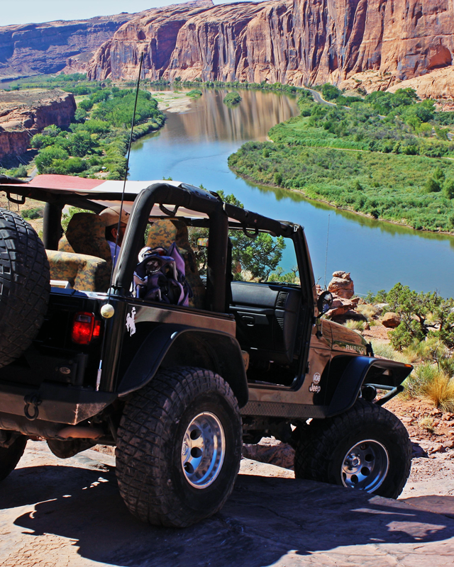 Jeep downhill in Moab