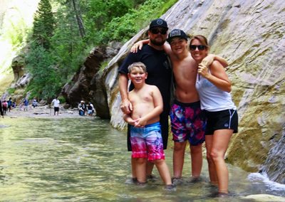 Narrows hike in Zion family